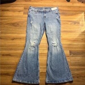 Arizona Jean Company Light Wash Flare Jeans with Knee Distressing